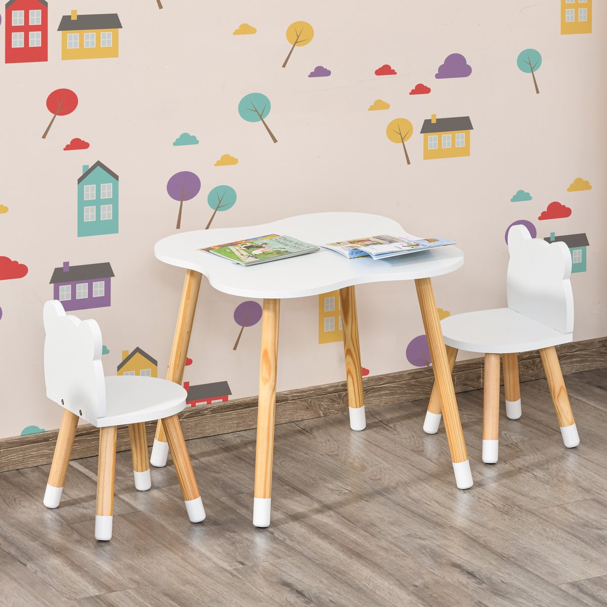 Ensemble table et chaises pour enfants MDF blanc, HOMCOM