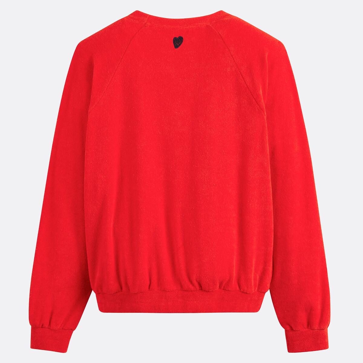 Embroidered Back Towelling Sweatshirt red, LA REDOUTE COLLECTIONS