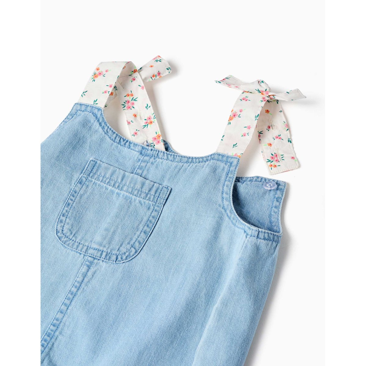 Combishort en jean avec bretelles à motif floral bleu, ZIPPY