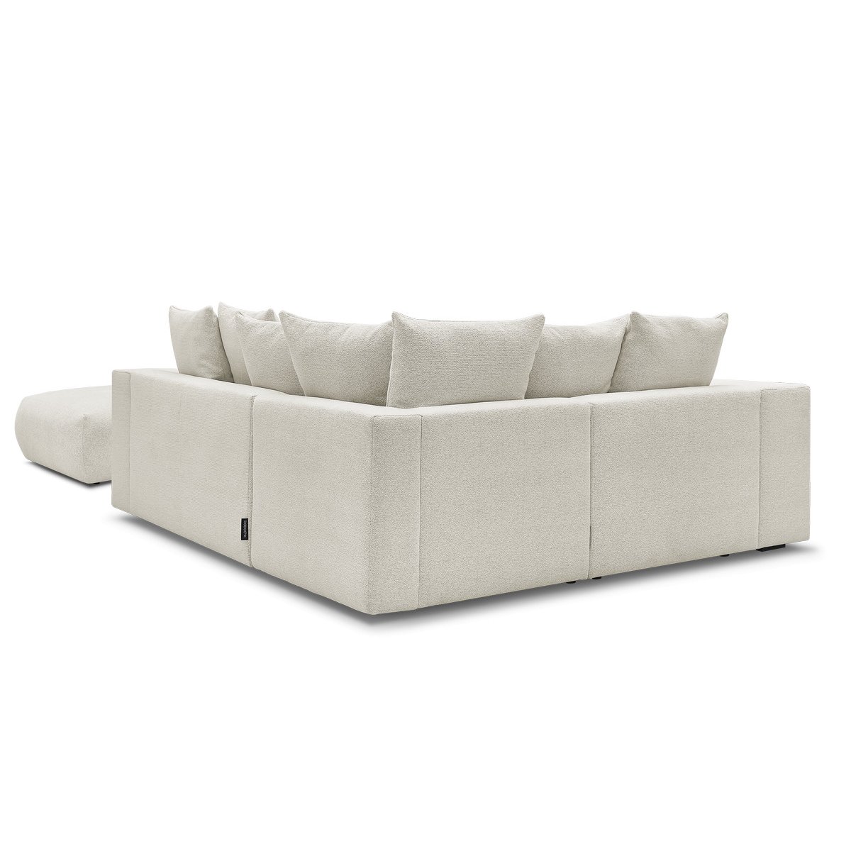 Canapé modulable 4 places en tissu chiné avec pouf, VOLTAIRE blanc, BOBOCHIC