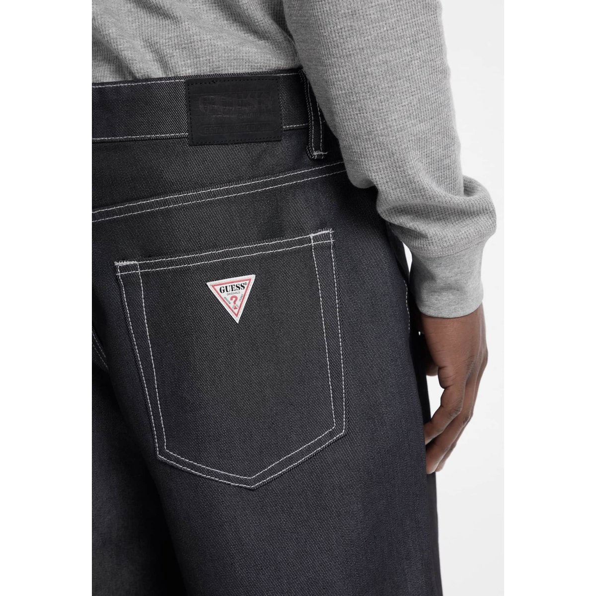 Short En Jean Baggy Métallisé gris, GUESS