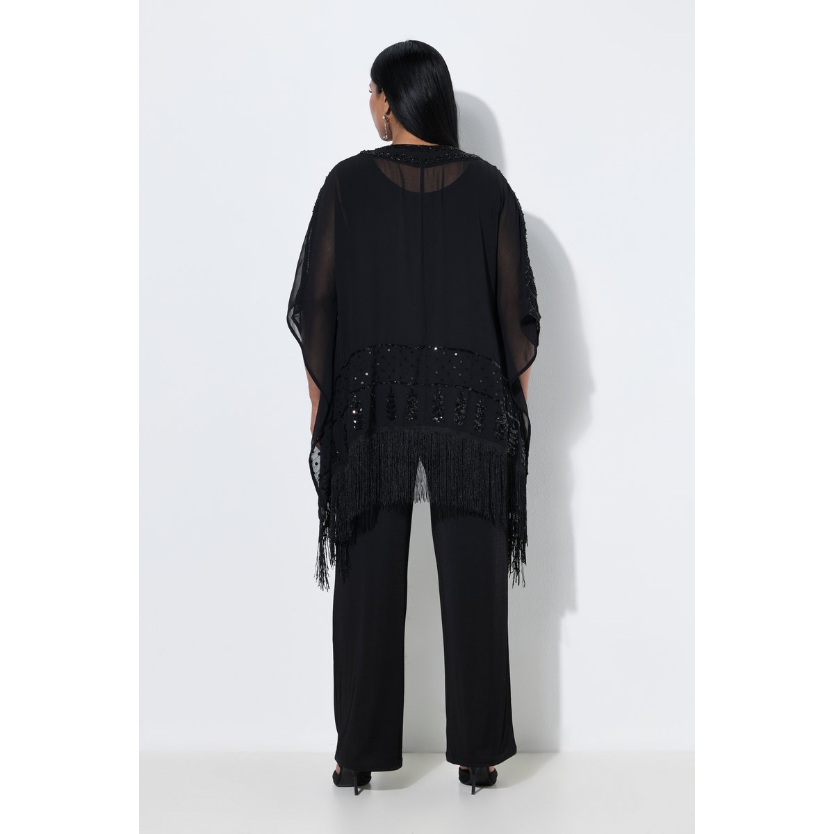Veste en mousseline avec broderies noir, ULLA POPKEN