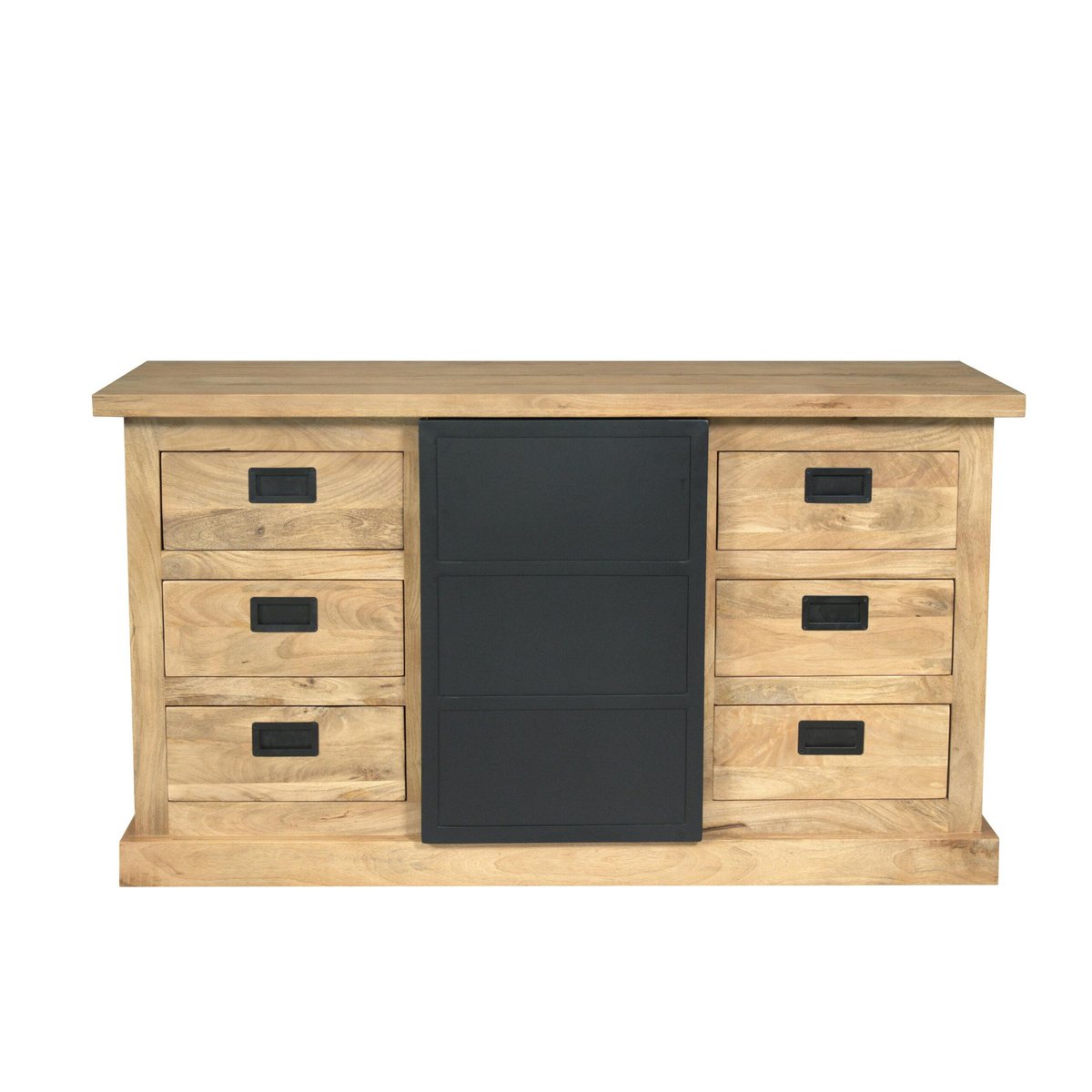 Buffet industriel moderne à porte coulissante 160 cm CEYLAN bois naturel, PIER IMPORT