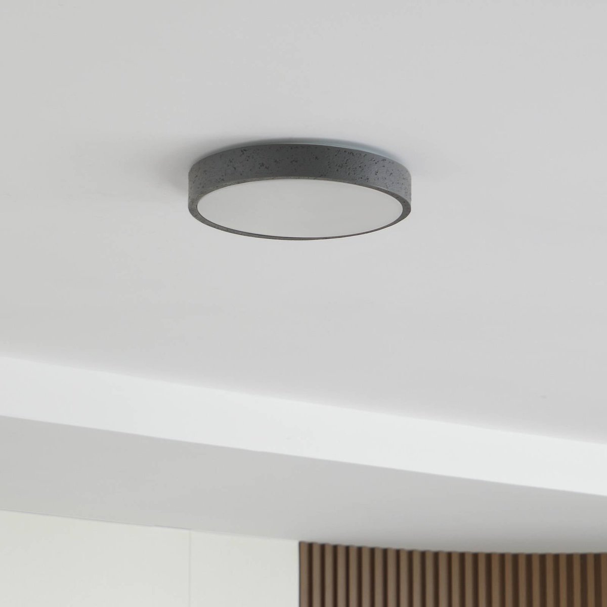 Plafonnier LED, Manala gris béton, blanc, LINDBY