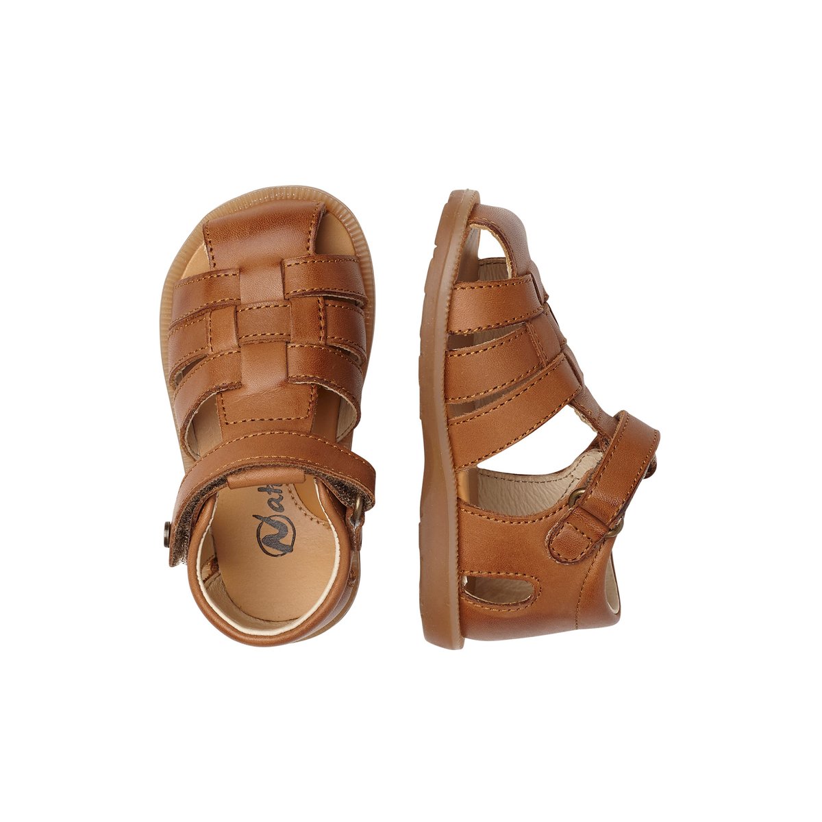 Sandales semi-ouverte en cuir ZAFFIRO marron, NATURINO