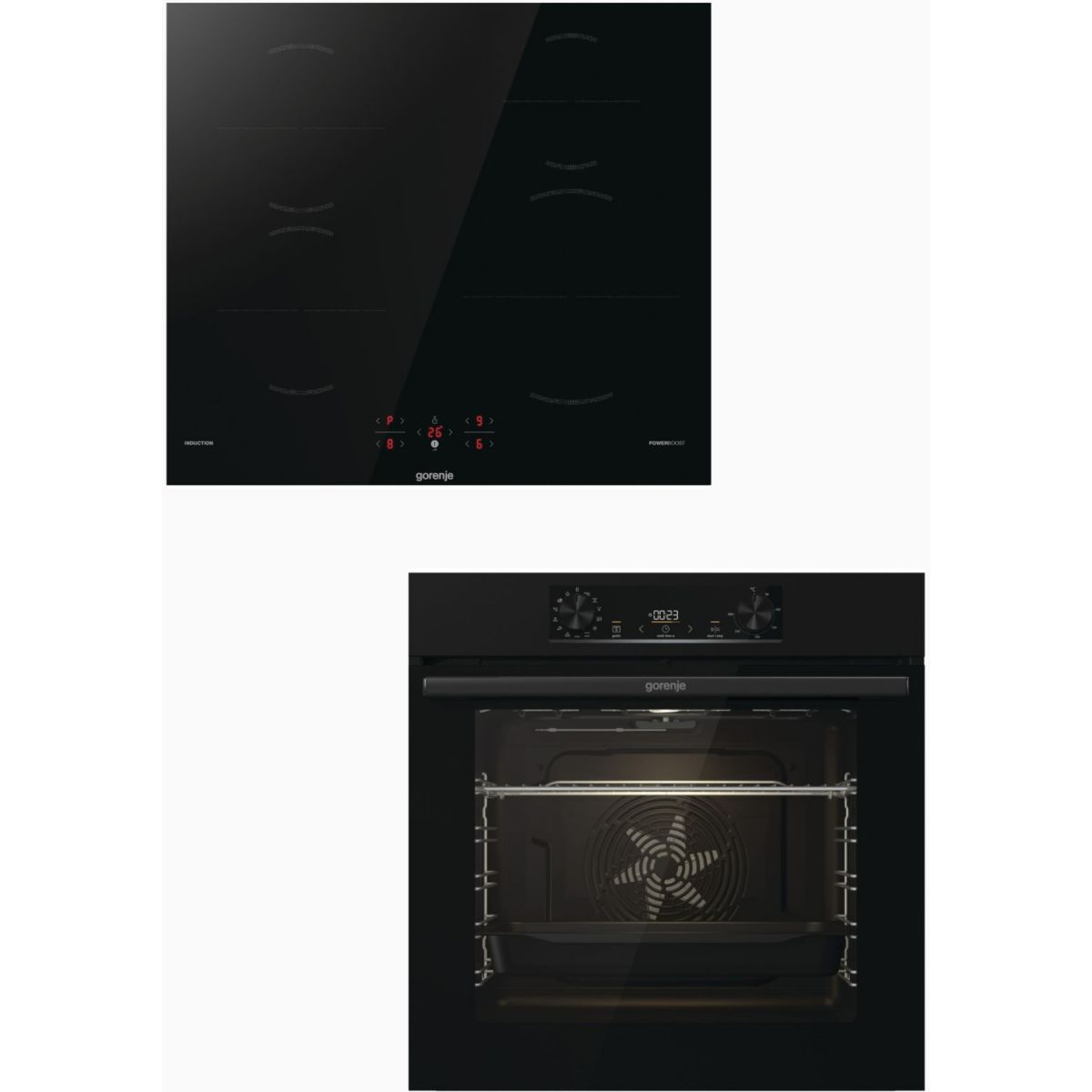 Four encastrable BOP6737E02BK + Table Induction GI601FMC - Pyrolyse - Chaleur pulsée - Porte froide couleur unique, GORENJE