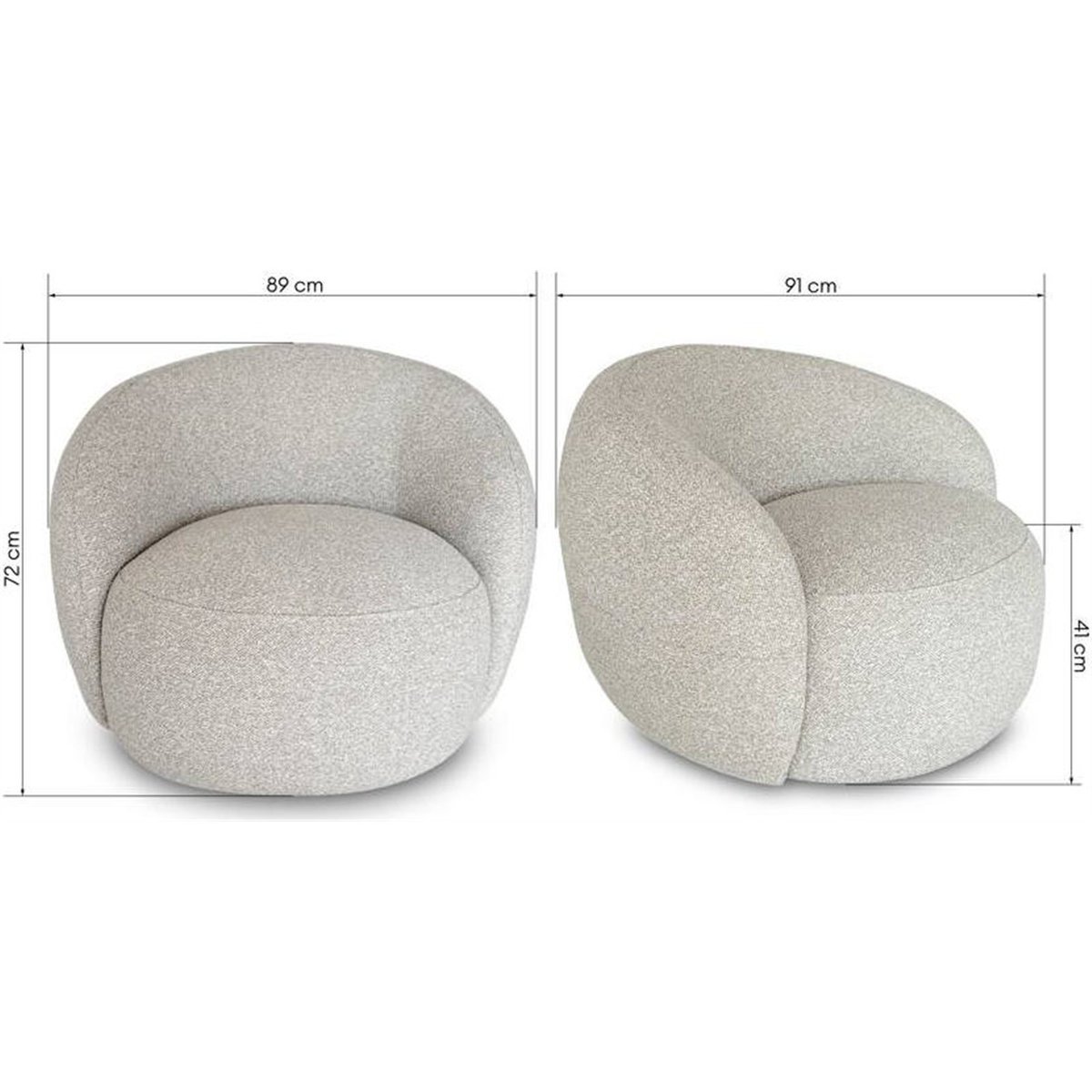 Fauteuil pivotant aux lignes arrondies NORA beige, RECOLLECTION