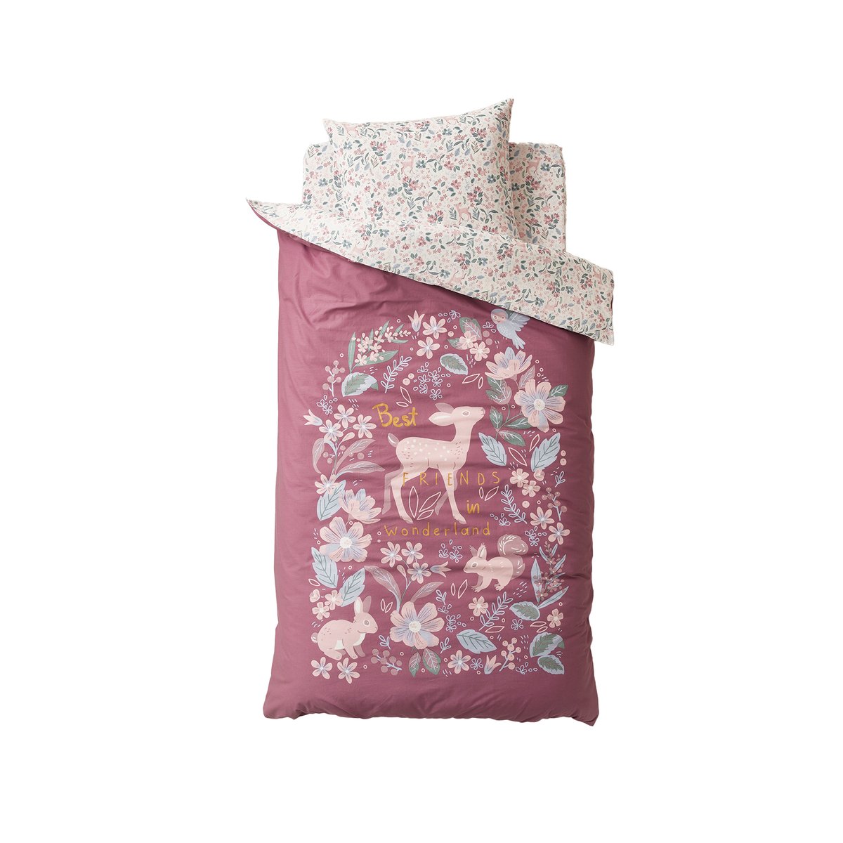 Parure housse de couette + taie d'oreiller VICTORIA prune, VERTBAUDET