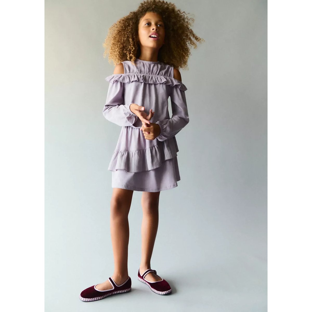 Jupe coton volants lilas, MANGO KIDS