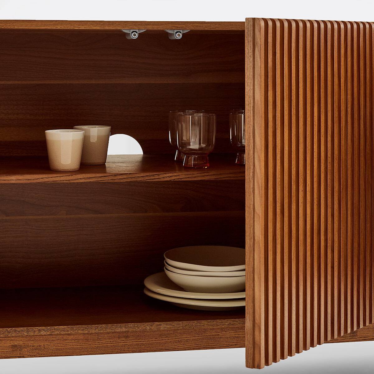 Credenza a 3 ante, frassino massiccio e impiallacciatura di frassino, NEOTTIE tinta color noce, LA REDOUTE INTERIEURS