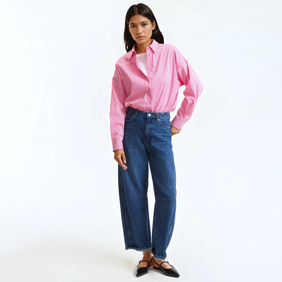 Chemise rayée ample, Signature APOLLINE rayé rose, LA REDOUTE COLLECTIONS