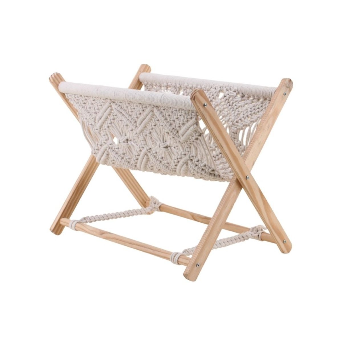 Porte revues pliable macramé beige, ORNAMI