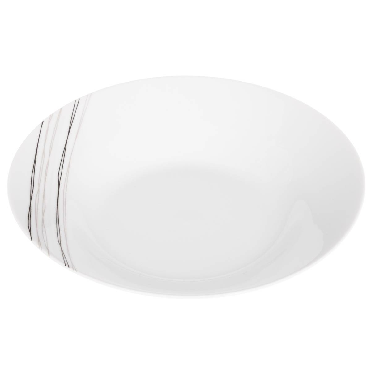 Lot de 6 assiettes creuses en porcelaine LIGNES blanc, SECRET DE GOURMET