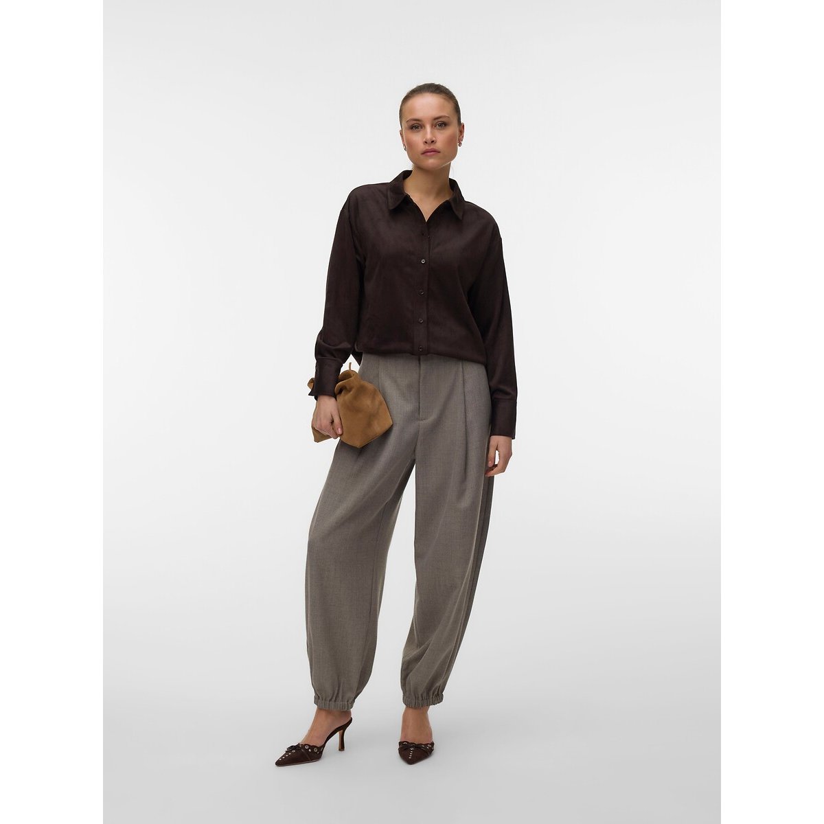 Chemise en suédine marron chocolat, VERO MODA