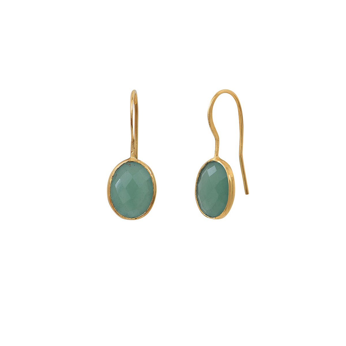 Boucles d'oreilles serti aventurine vert, CAROLINE NAJMAN