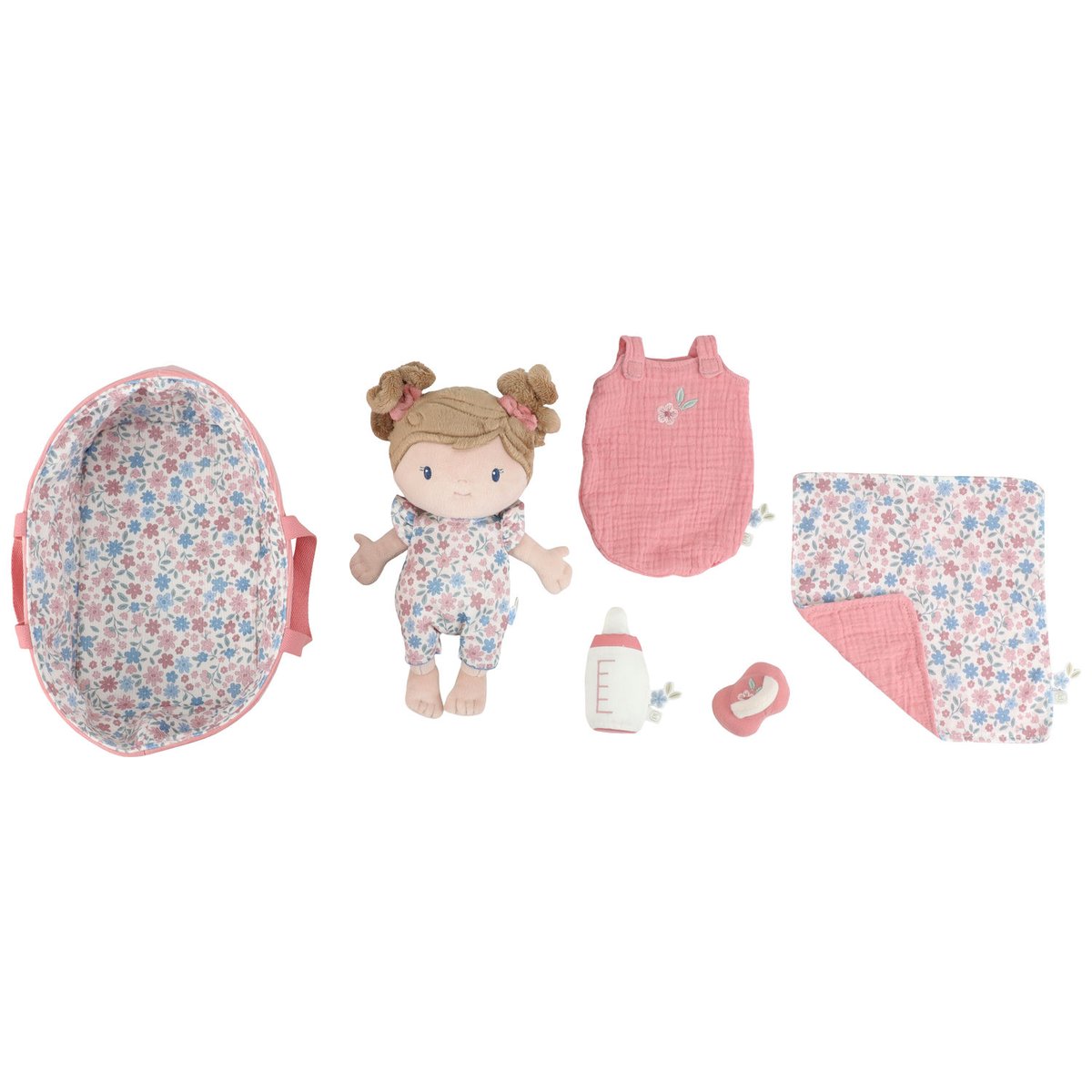 Set couffin et poupon rose, bleu, blanc, LITTLE DUTCH