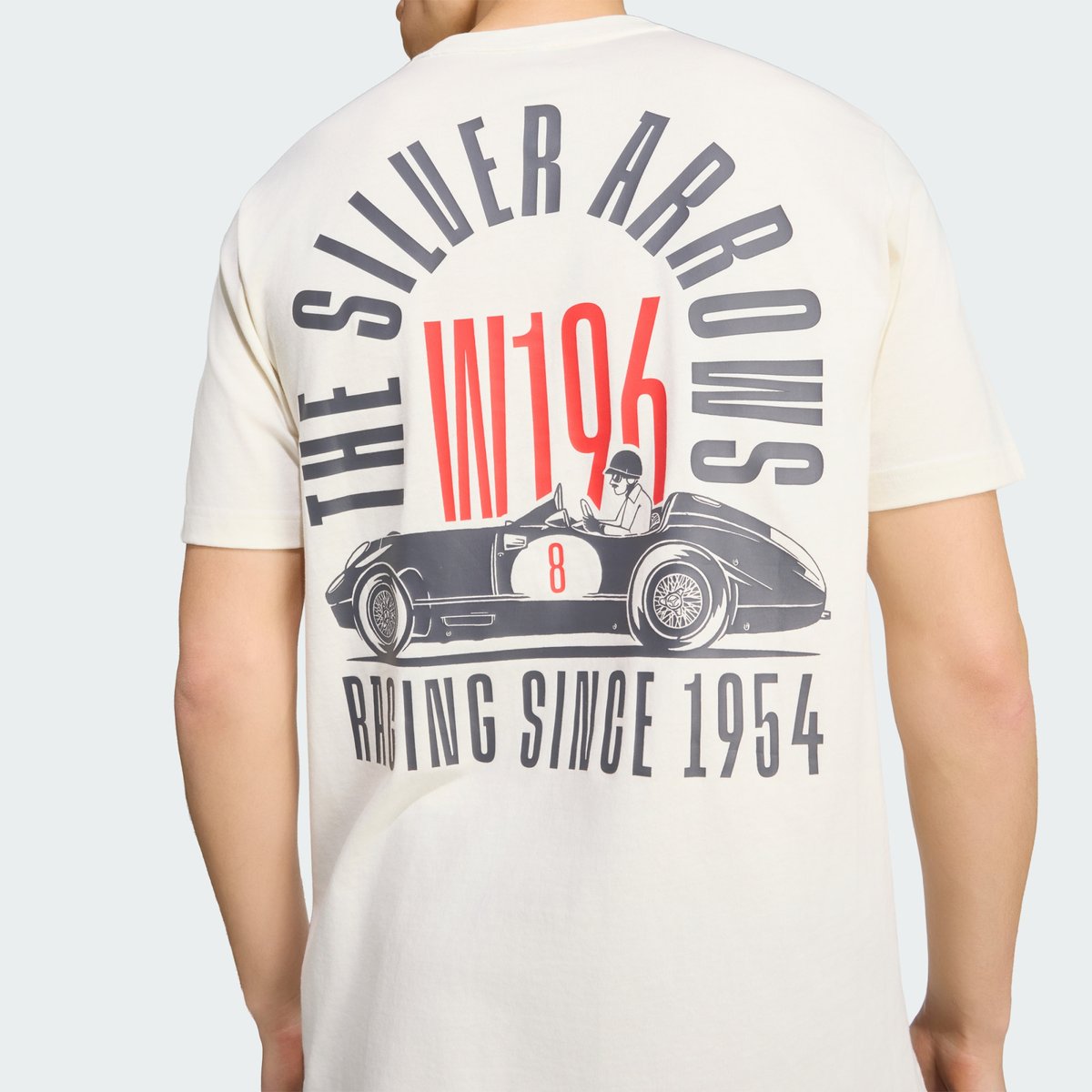 T-Shirt Graphique Mercedes - Amg Petronas Formula 1 Team Silver Arrows 1955 off white / granite, adidas Performance