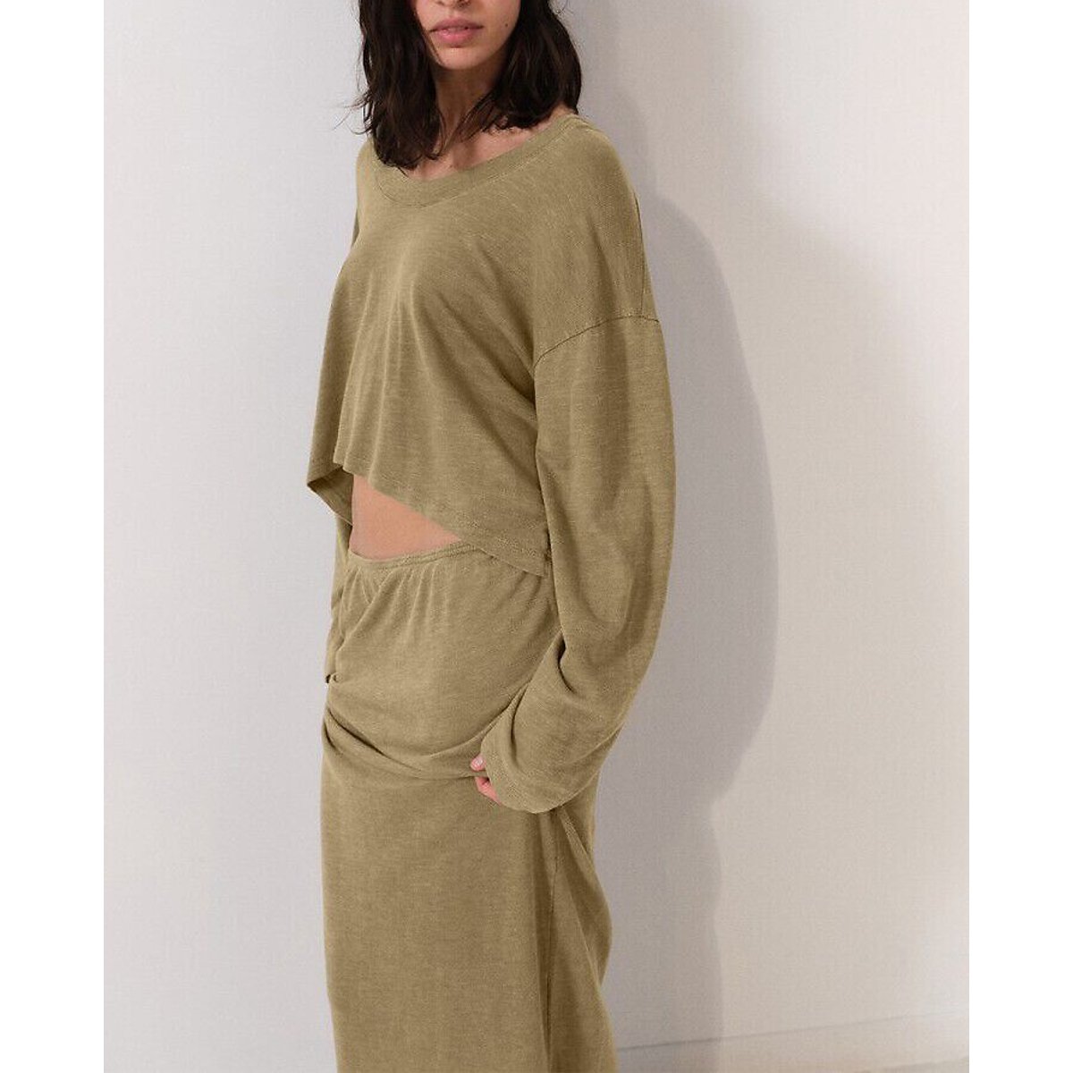 Jupe longue en maille, POJY carbone, AMERICAN VINTAGE