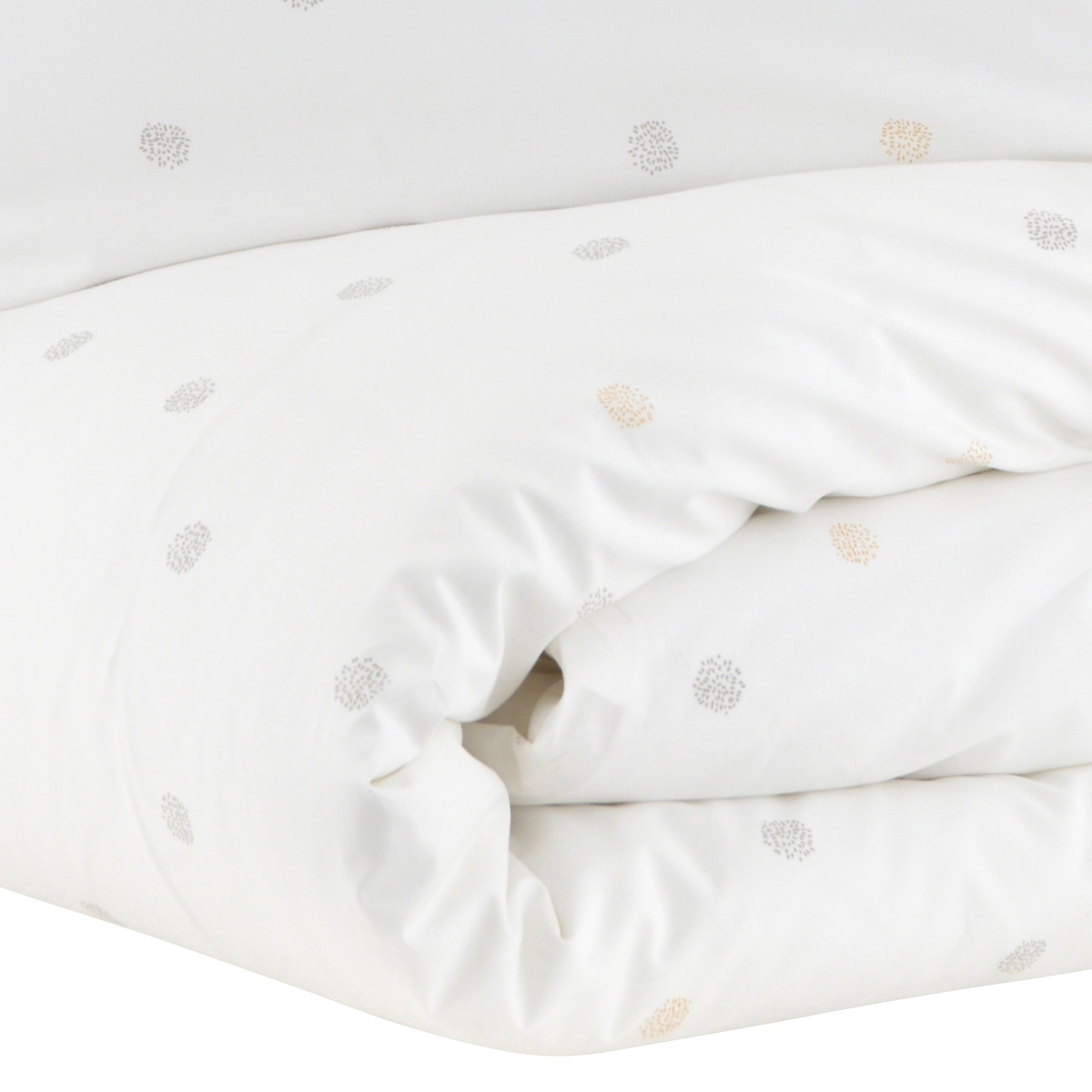 Parure de couette bébé coton bio POMPOM POIS ecru, LITTLE CREVETTE
