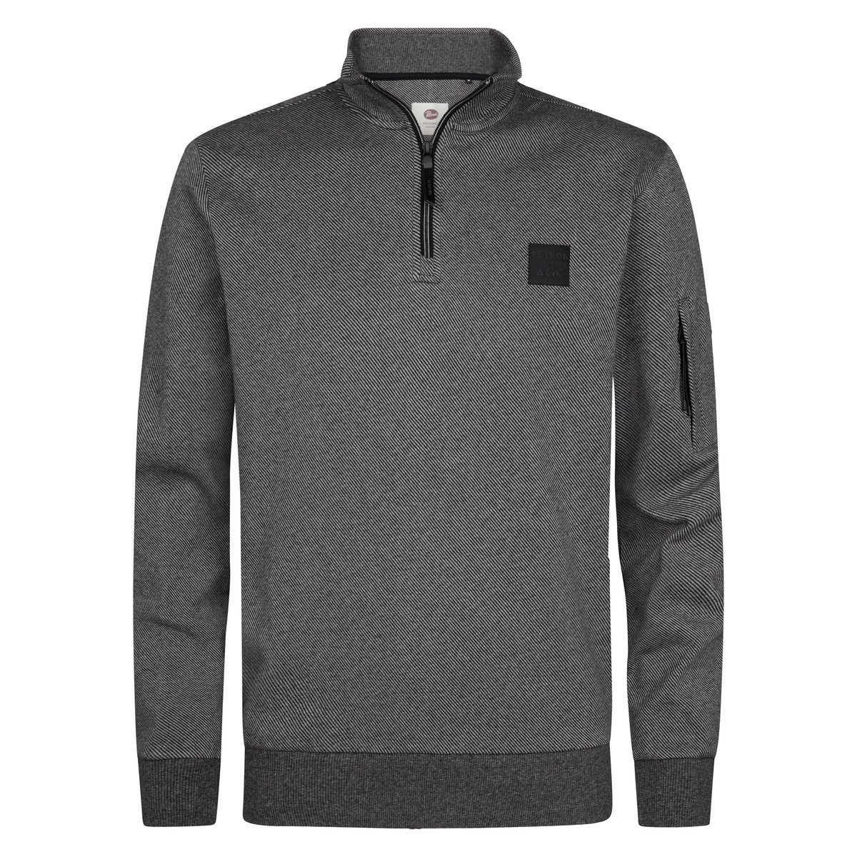 Pull zippé à col montant esprit utilitaire steelhall noir deep black, PETROL INDUSTRIES