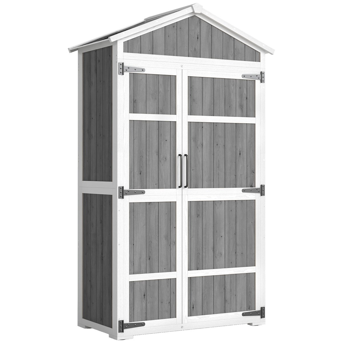 Abri de jardin Bois de sapin Gris blanc et gris, OUTSUNNY