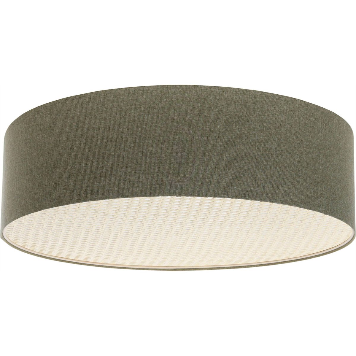 Plafonnier rond en tissu avec diffuseur rotin Boho Elegant vert avec touche rotin naturel, BPS KONCEPT