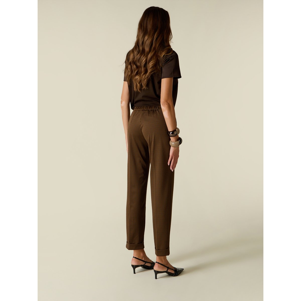Pantalon pied-de-poule marron, OLTRE