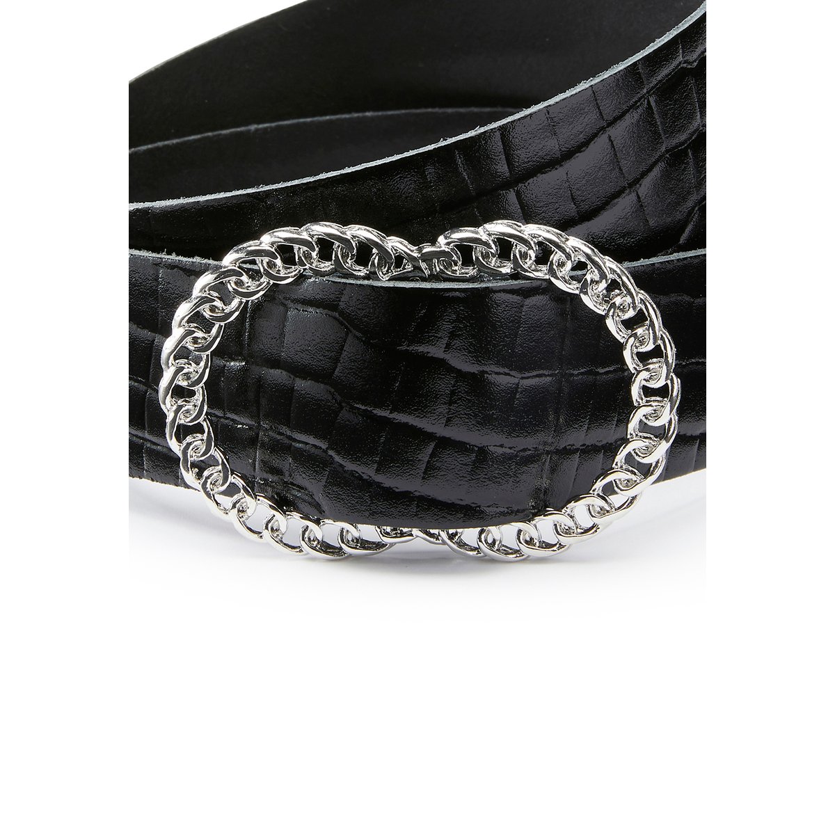 Ceinture fine aspect croco noir, DAMART