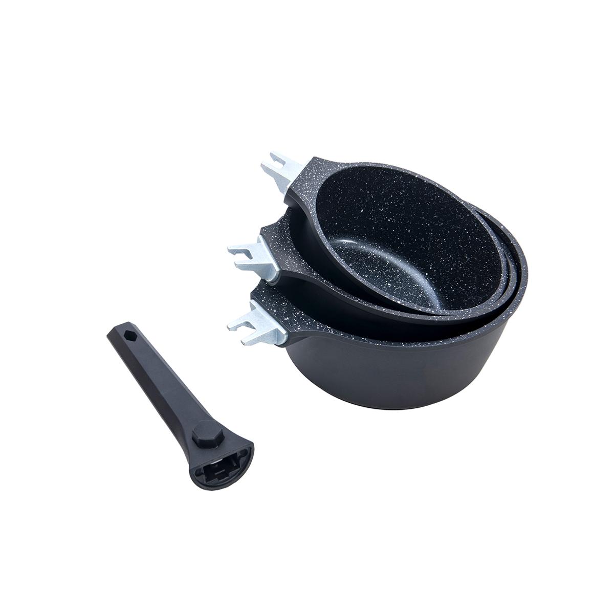 Set de 3 casseroles amovible 16/18/20cm - "Alizée" couleur unique, LAGUIOLE CUISSON