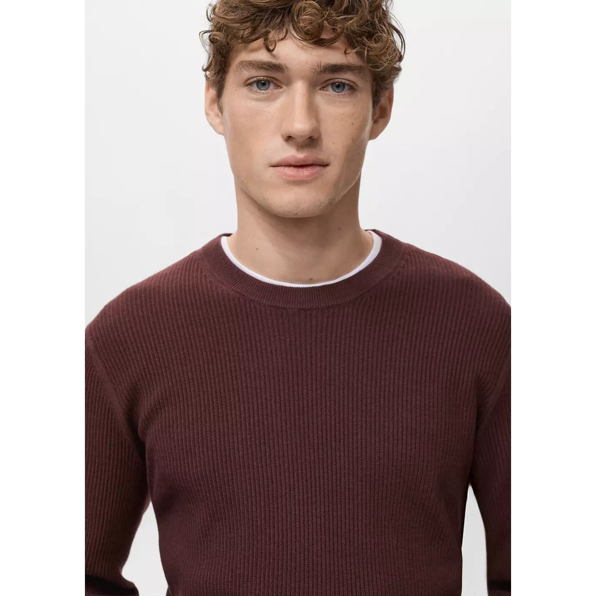 Pull coton maille fine bordeaux, MANGO MAN