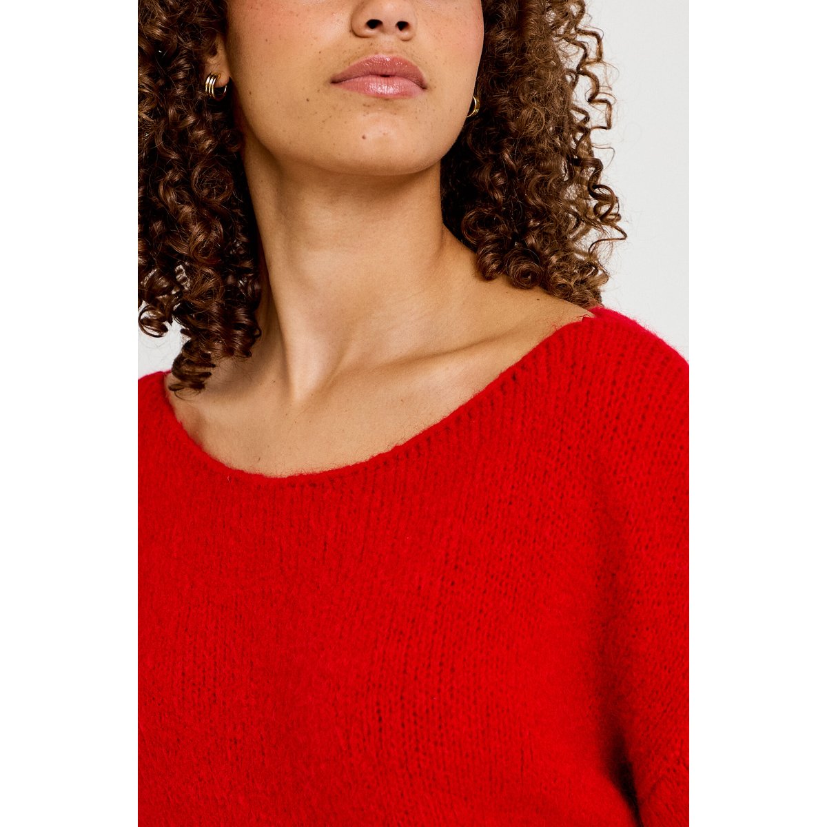 Pull ample col bateau manches longues rouge, CACHE CACHE