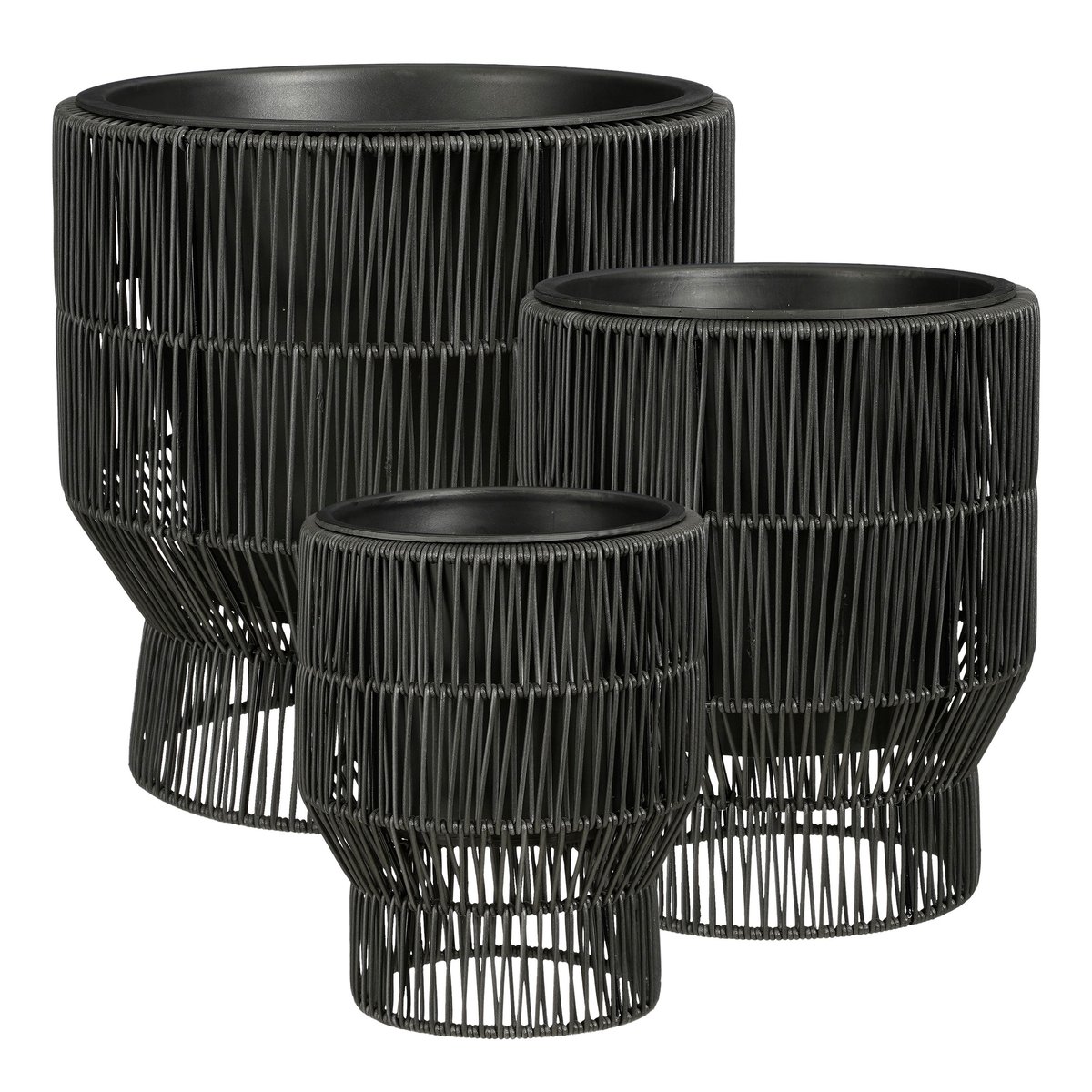 Cache-pot extérieur PETA noir, MICA DECORATIONS