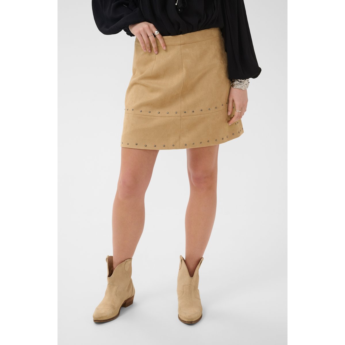 Jupe casual beige travertine, CREAM