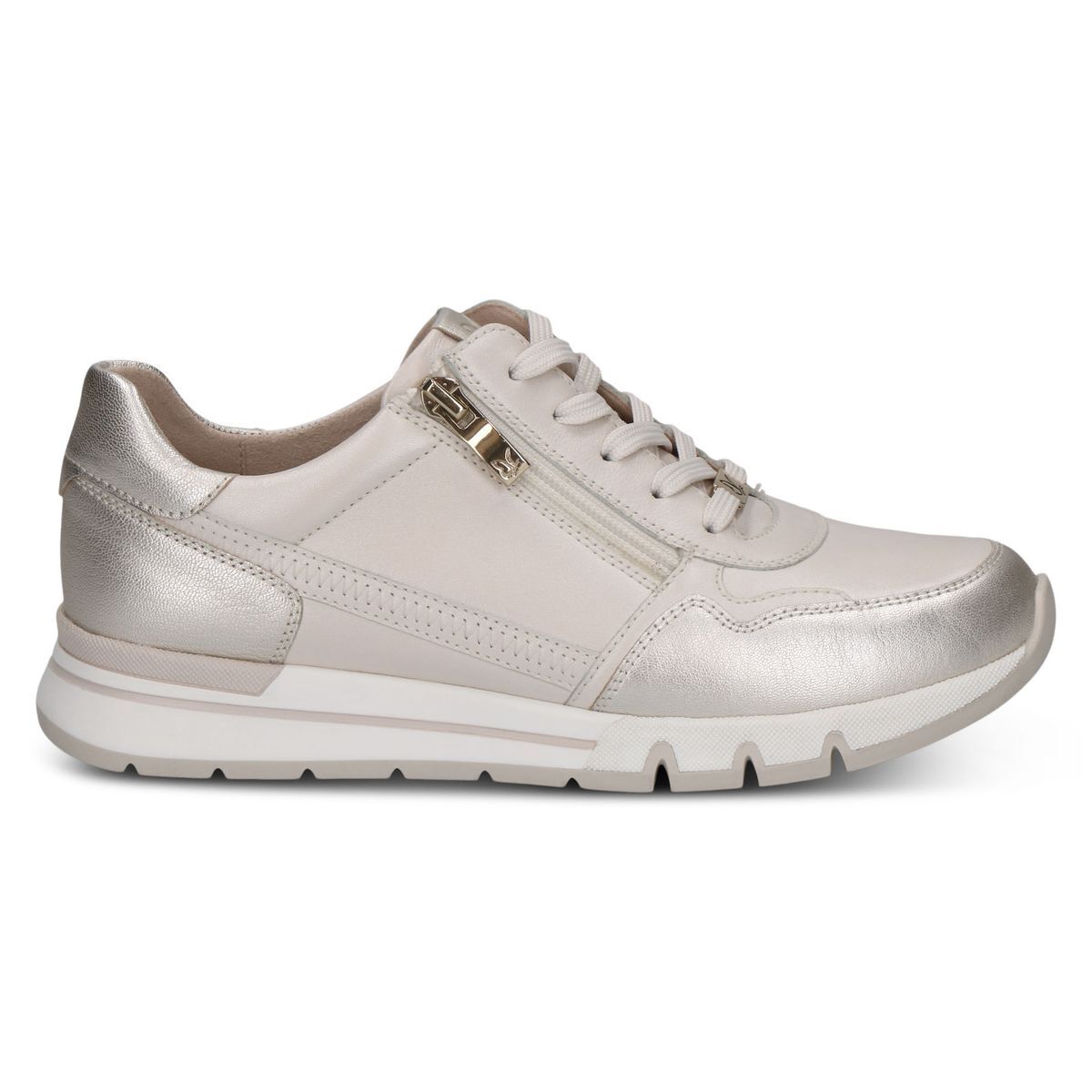 Basket en cuir blanc nacré combiné, CAPRICE