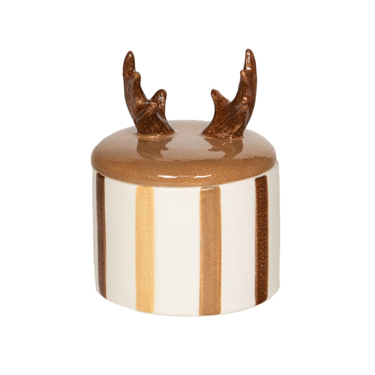 Boîte cerf en céramique H12 cm crème / ivoire, AMADEUS