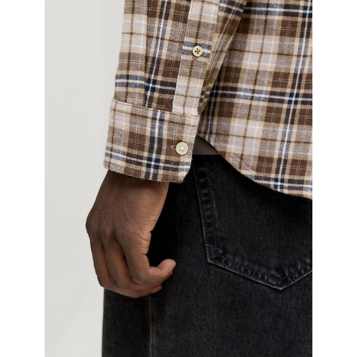 Chemise manches longues carreaux marron/beige, JACK & JONES