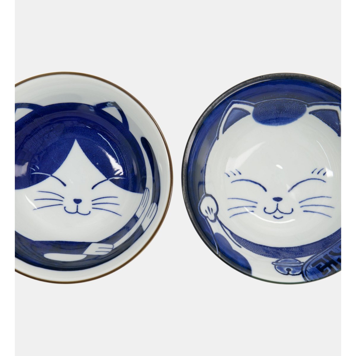 Coffret de 2 bols tayo et 2 paires de baguettes - chat bleu et blanc, TOKYO DESIGN STUDIO