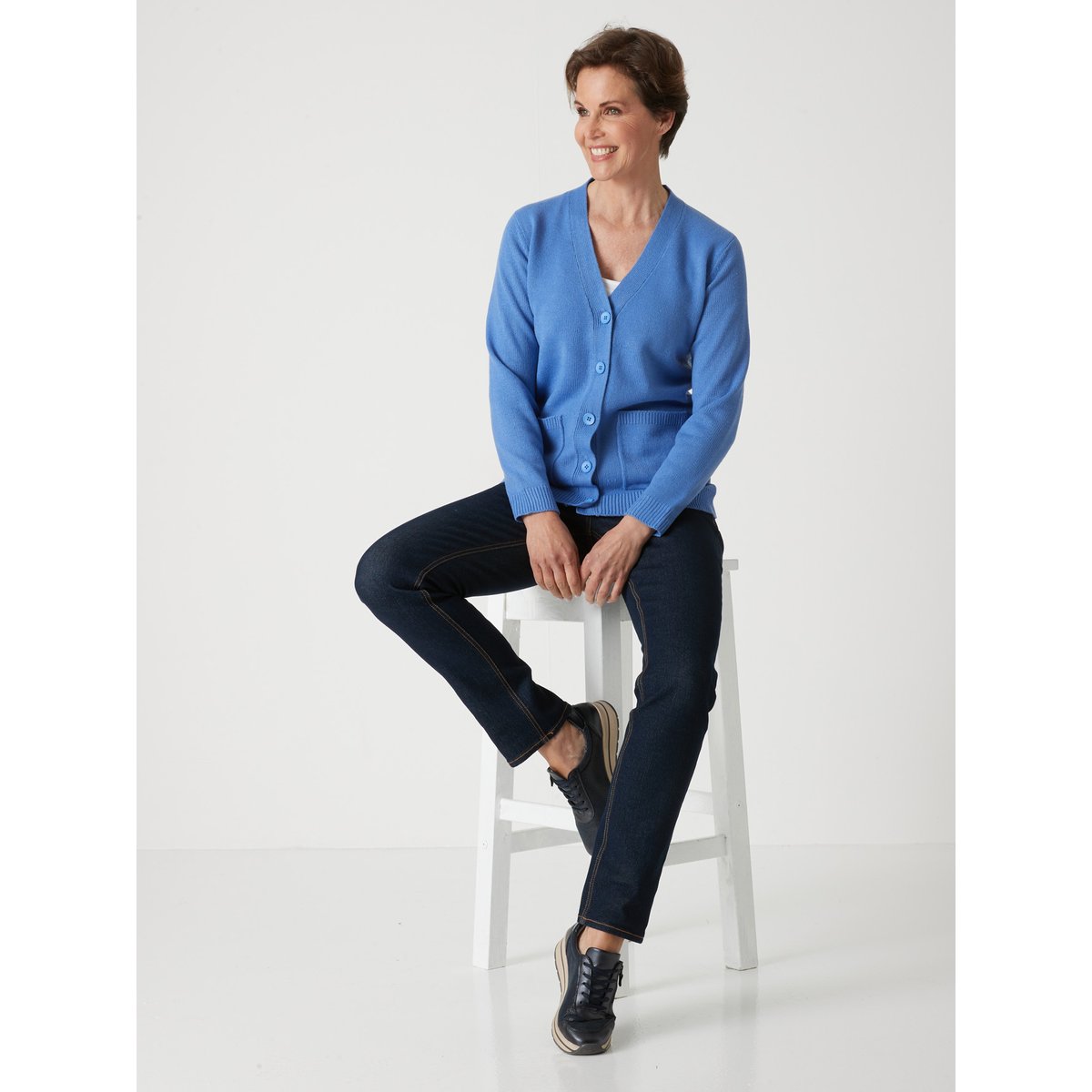 Gilet classique manches longues bleu, DAXON