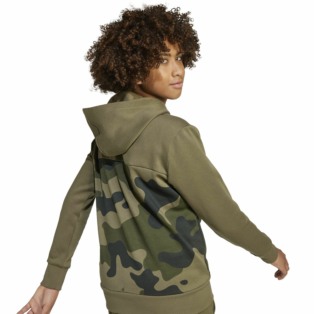 Sweat fermé en molleton gratté kaki, ADIDAS SPORTSWEAR