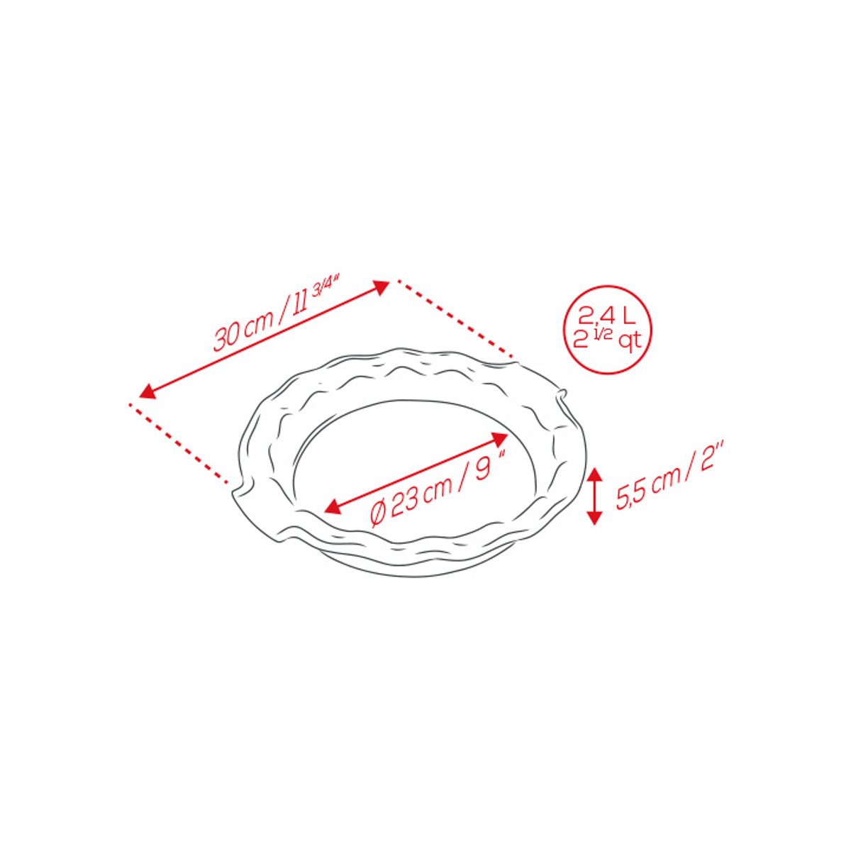 Plat Pie Dish 23 cm Ecru APPOLIA vert forêt, PEUGEOT