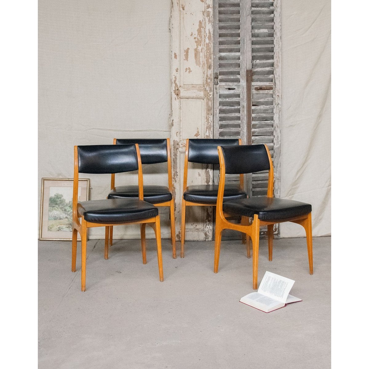 Lot de 4 chaises scandinaves Alma N°1095 - Bon état bois, DEBONGOUT