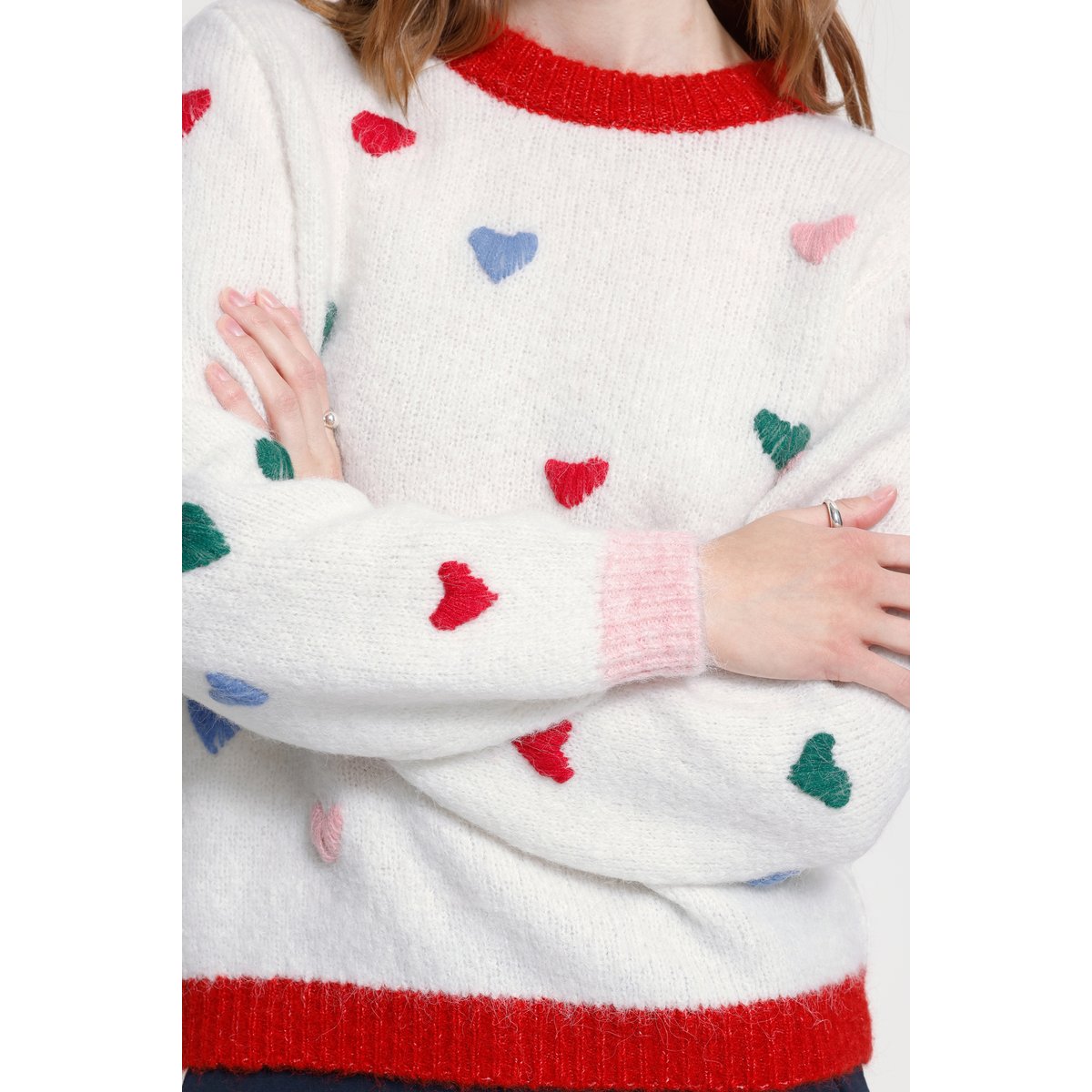 Á manches longues blanc cloud dancer w hearts, ICHI