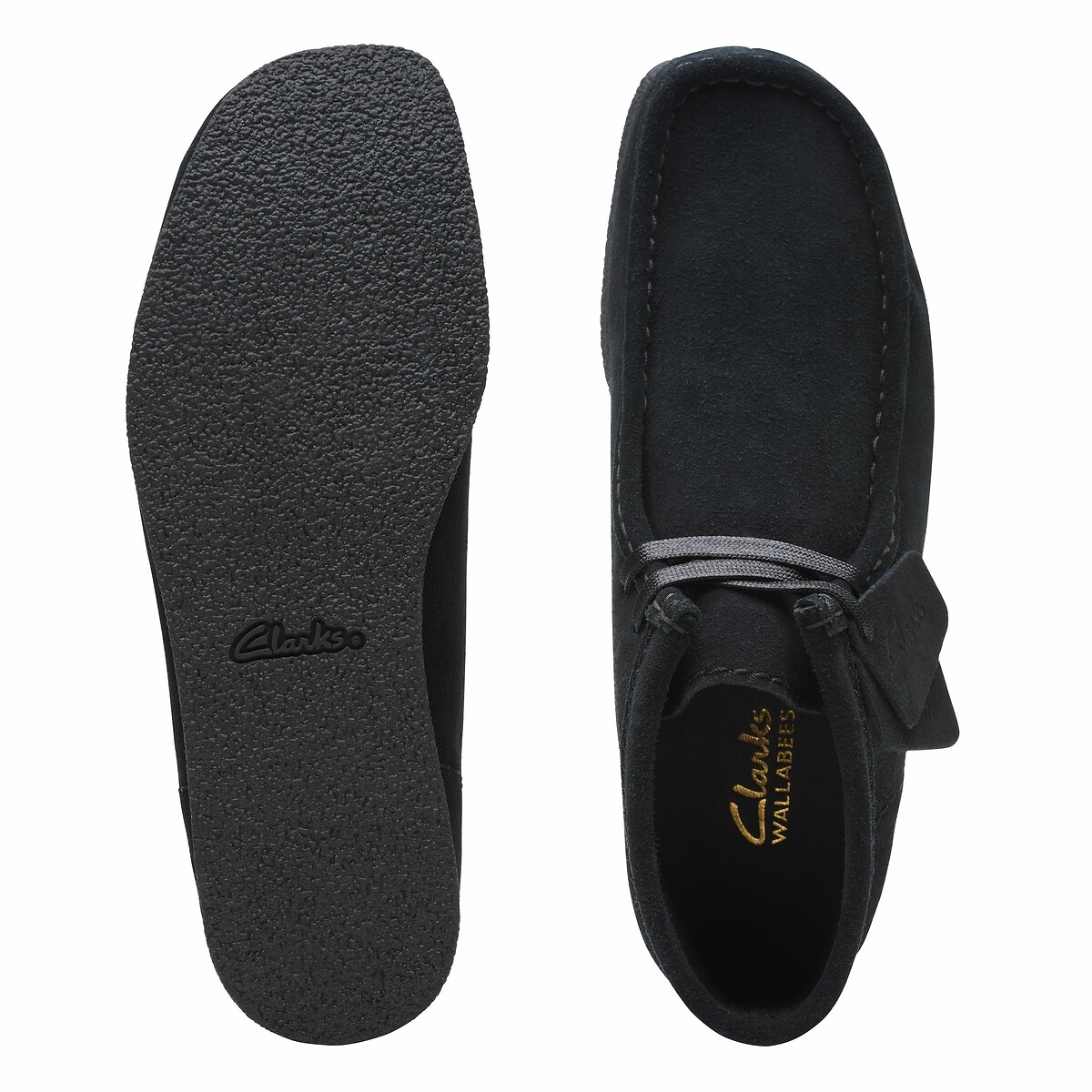 Chaussures en cuir suédé Wallabee noir, CLARKS