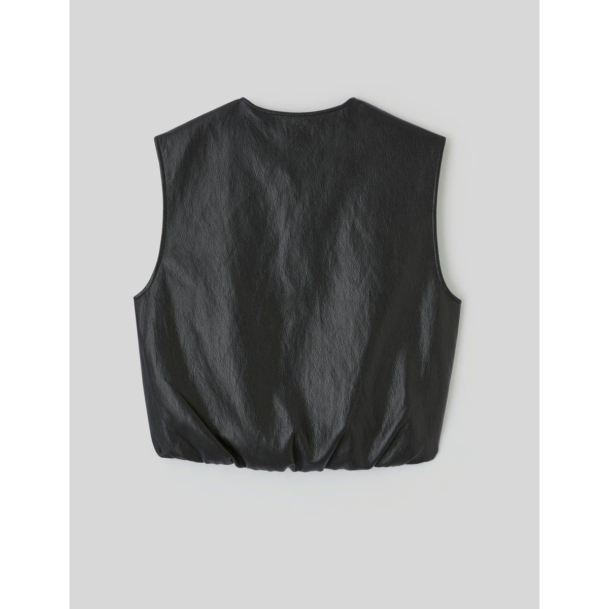 Gilet sans manches en tissu enduit noir, BZB