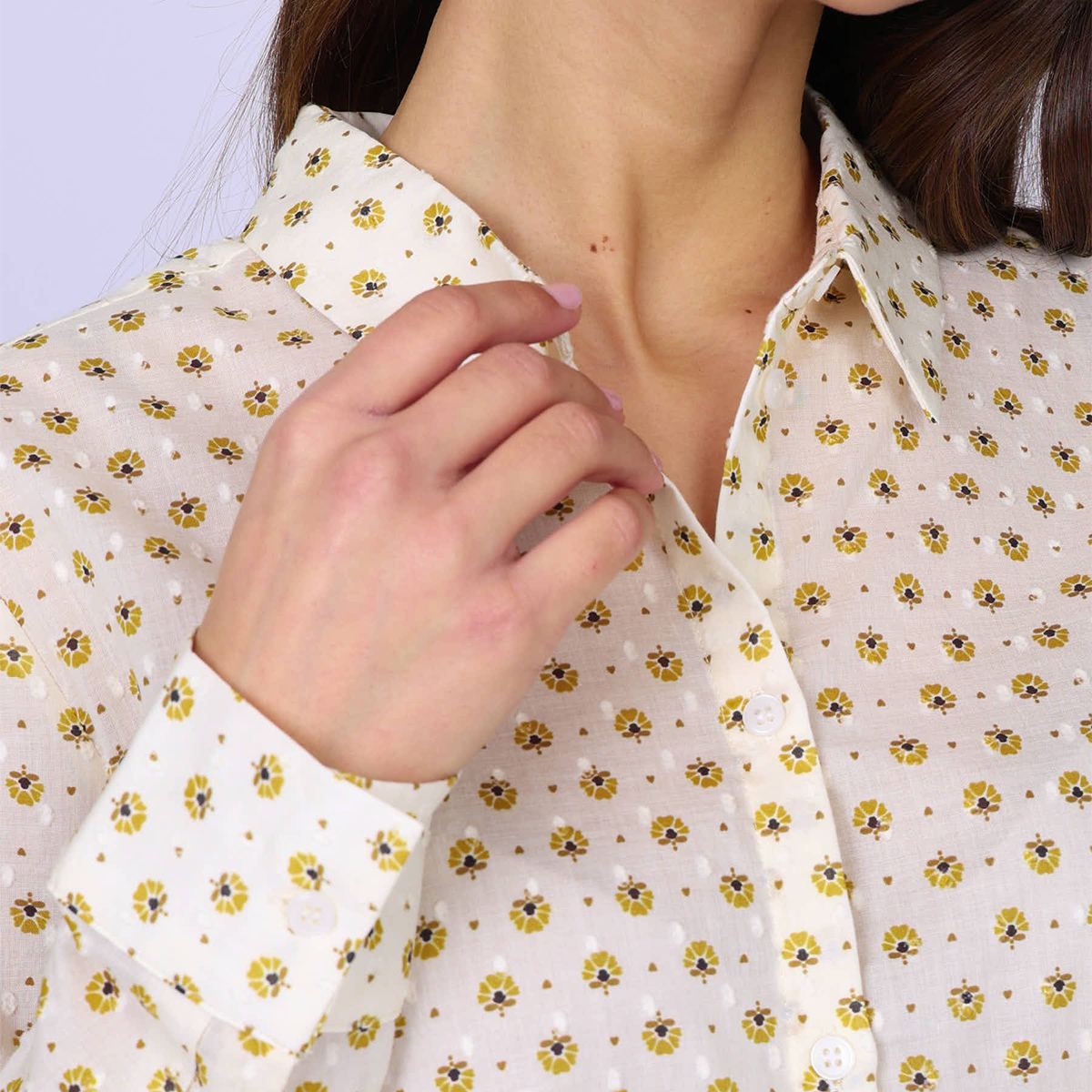 Chemise imprimée Gloria ecru, MISE AU GREEN