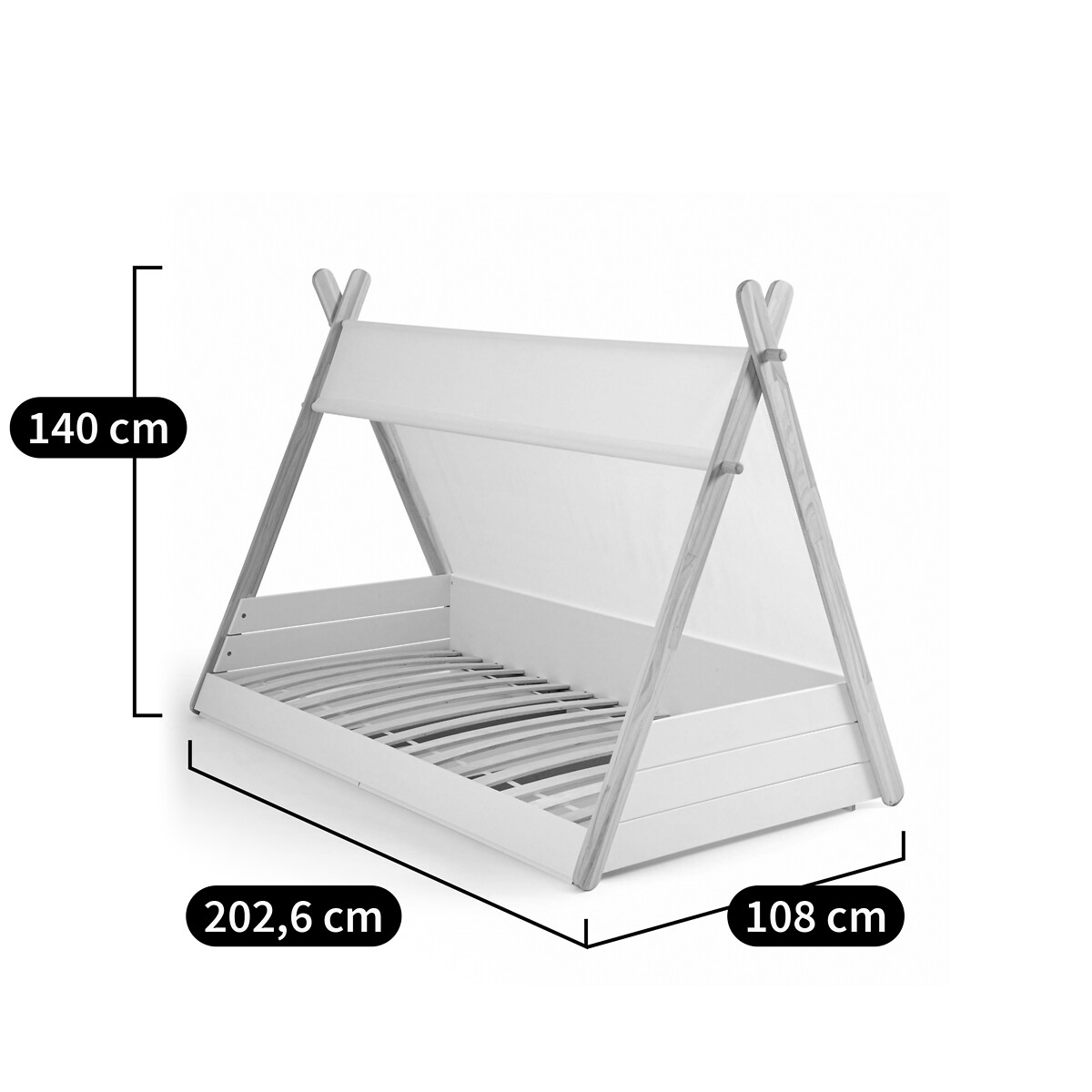 Lit enfant Tipi avec sommier SIFFROY blanc bois, LA REDOUTE INTERIEURS