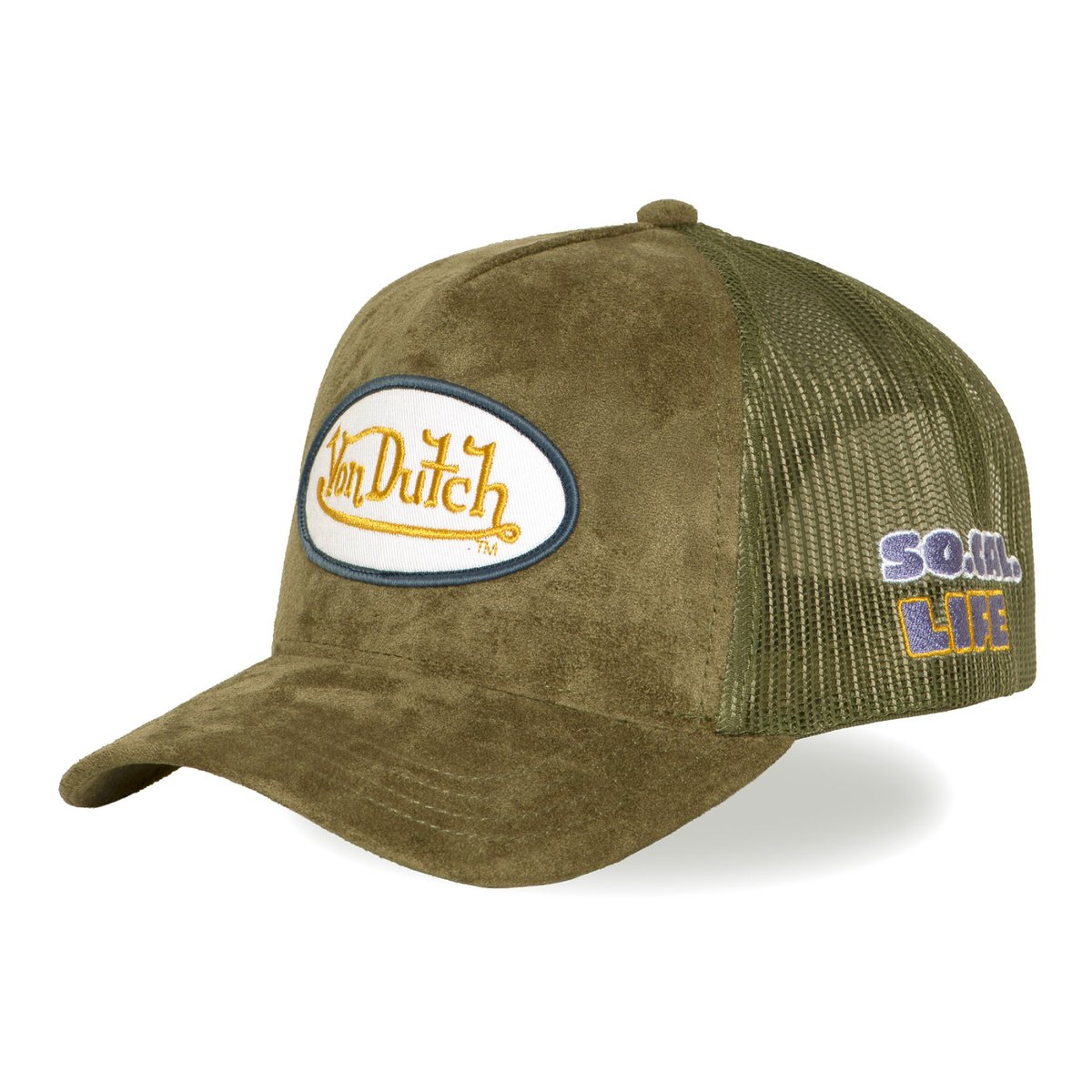 Casquette Trucker FUR kaki/blanc/jaune/violet, VON DUTCH