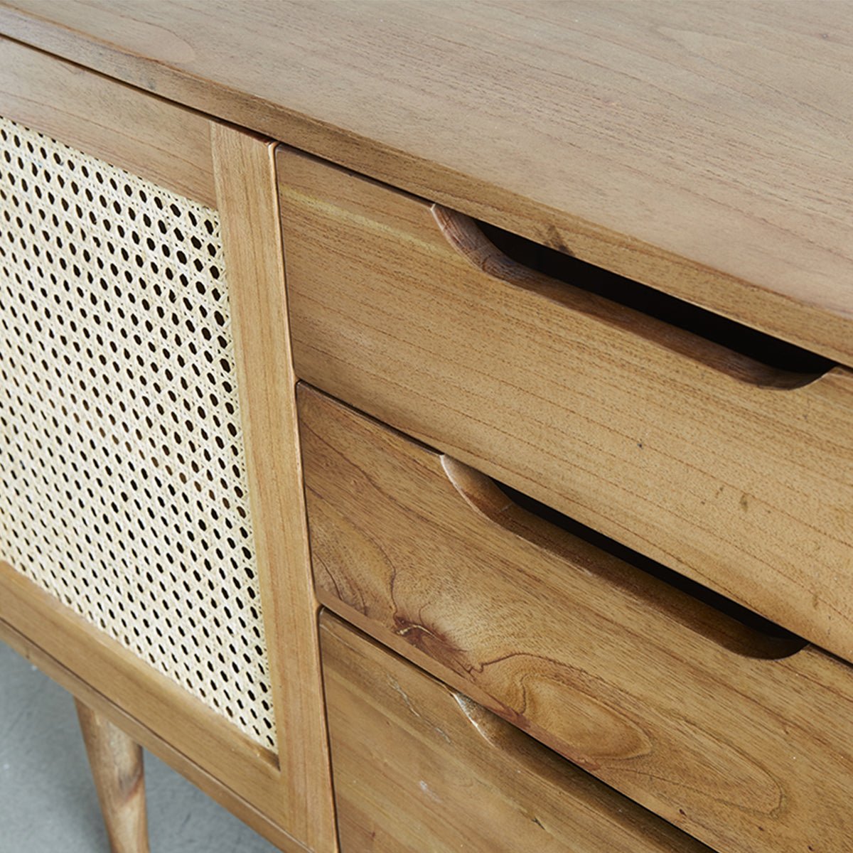 Meuble de salle de bain en mindi massif et cannage 85 cm HANA naturel, BERAH GETAH