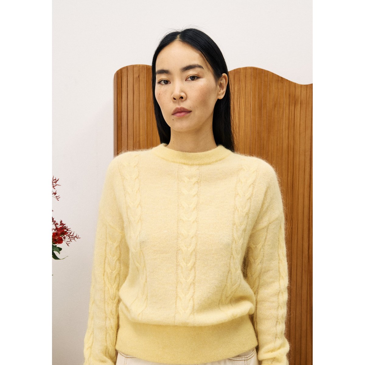 Pull en mohair VETIVER jaune beurre, FRNCH
