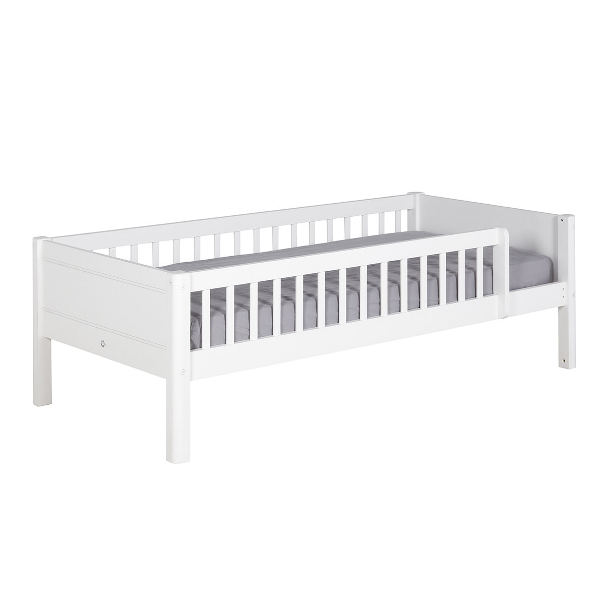 Pack lit avec barrières et matelas Bois massif VICTORIA blanc, AKITEN RETAIL